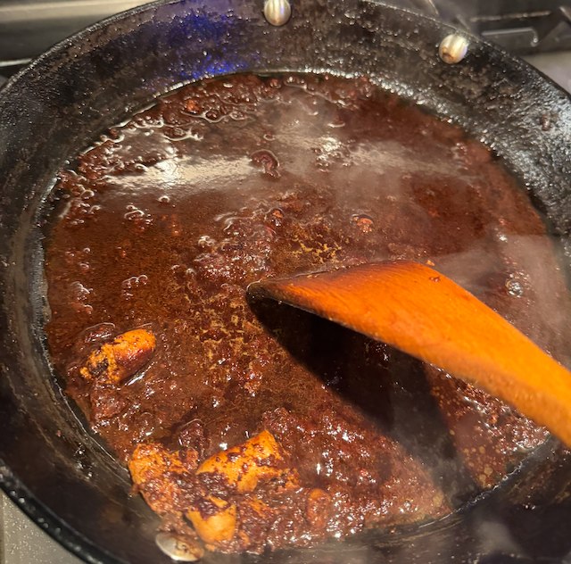 deglazing the sausage pan