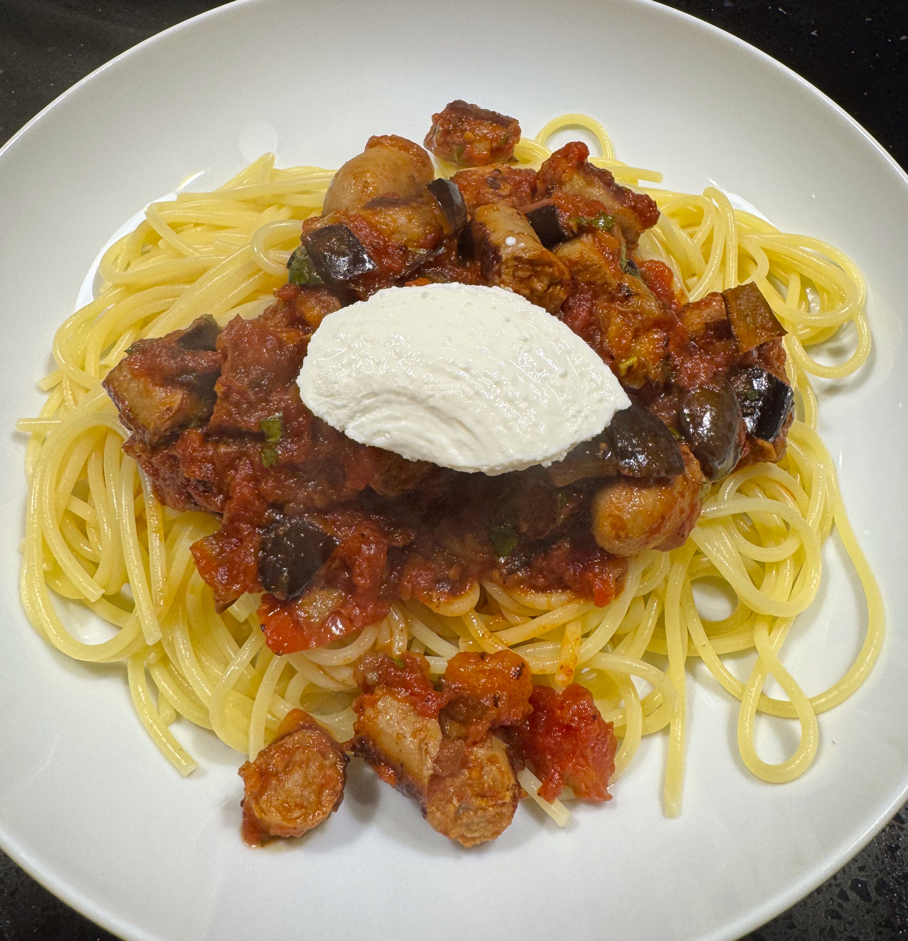 Sausage and Aubergine Pasta