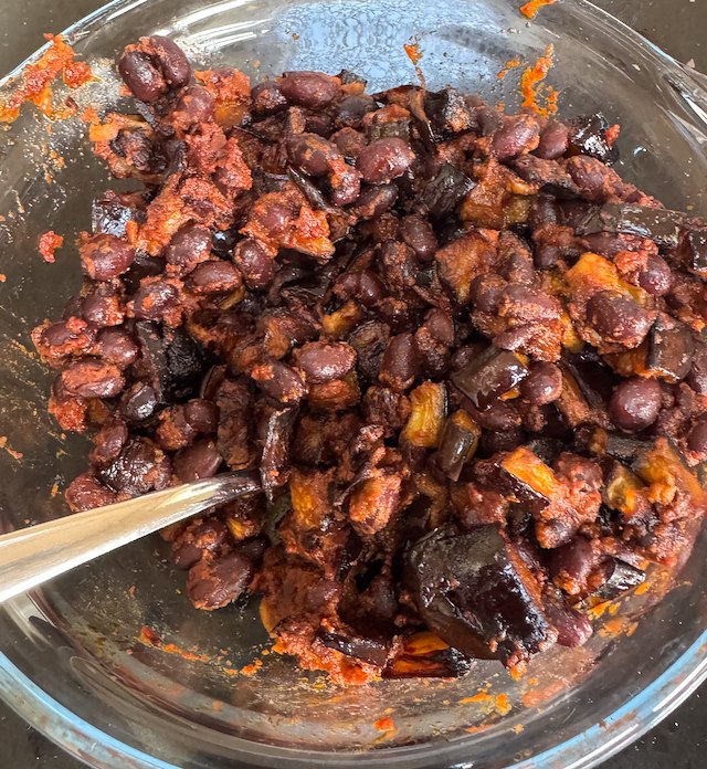 Aubergine and Blackbean Salad
