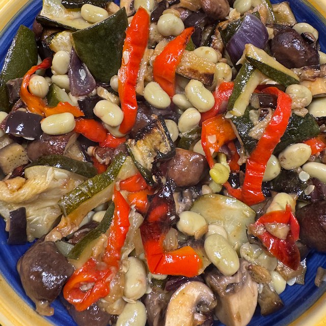 Broad Beans and Roasted Vegetables